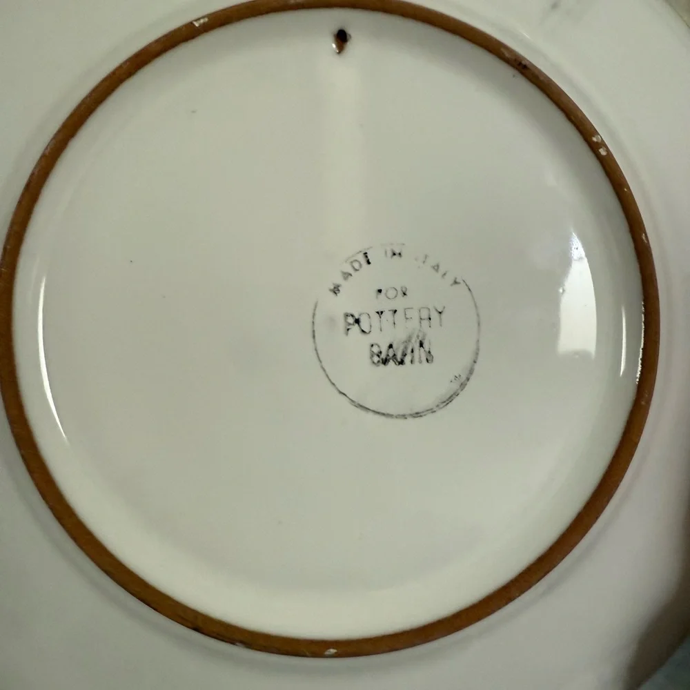 Pottery Barn made in Italy cup mug saucer blue ceramic pottery hand painted